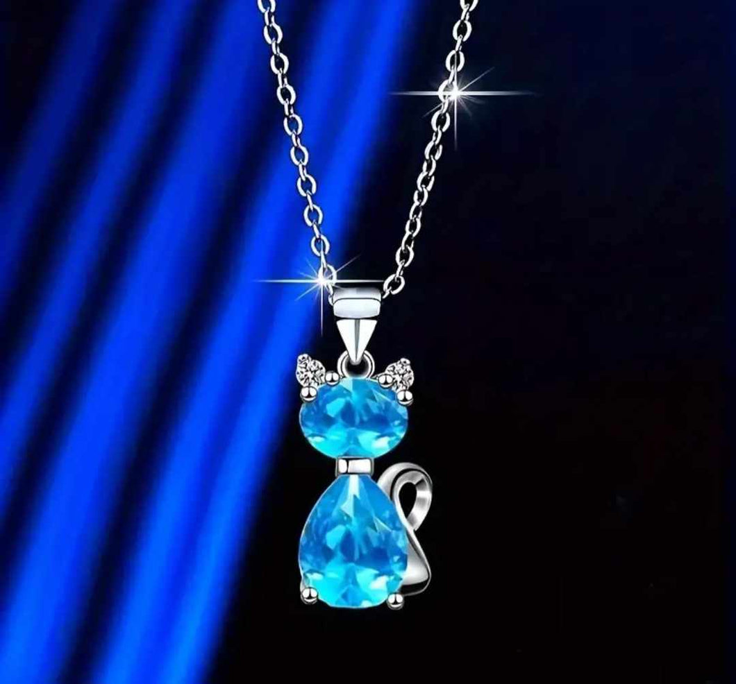 Blue Amethyst Cat Necklace